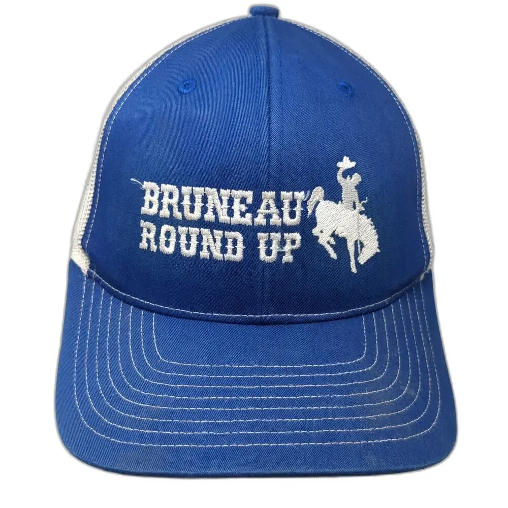 Richardson Trucker Hat Blue One Size Bruneau Round Up Rodeo Bronco Snapback